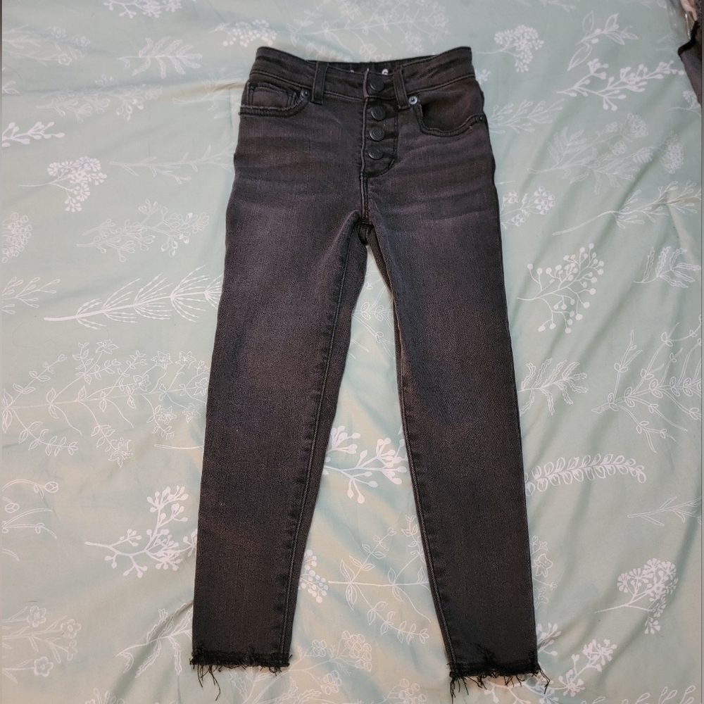 GAP Black Skinny Destressed Girls Jeans Size 6 Slim Euc
